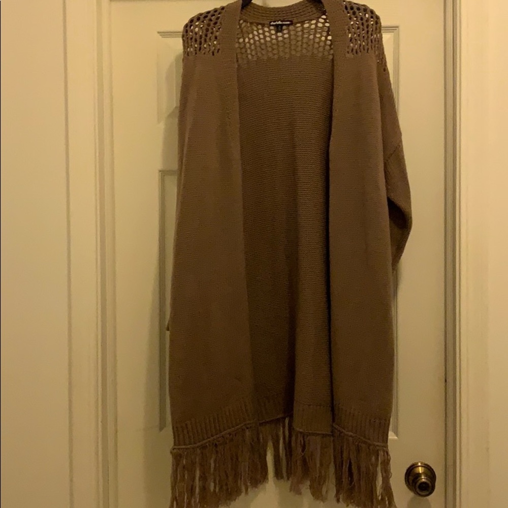 Charlotte Russe Mauve Fringe Cardigan
